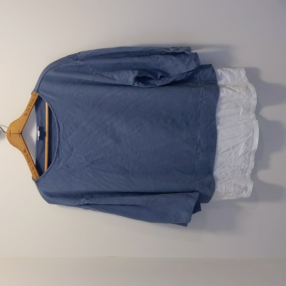 Pure Jill Tops - Pure Jill Women's Size L Petite Cotton Linen Blend Lagen Layered Look Top